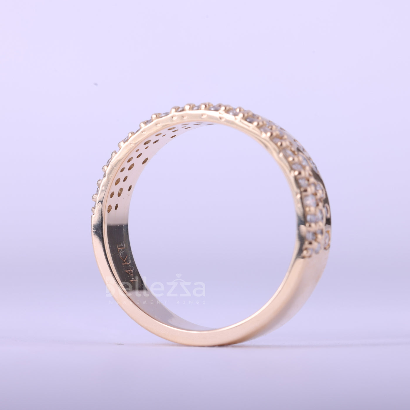 Round Cut Cluster Diamond Flush Set Moissanite Wedding Band