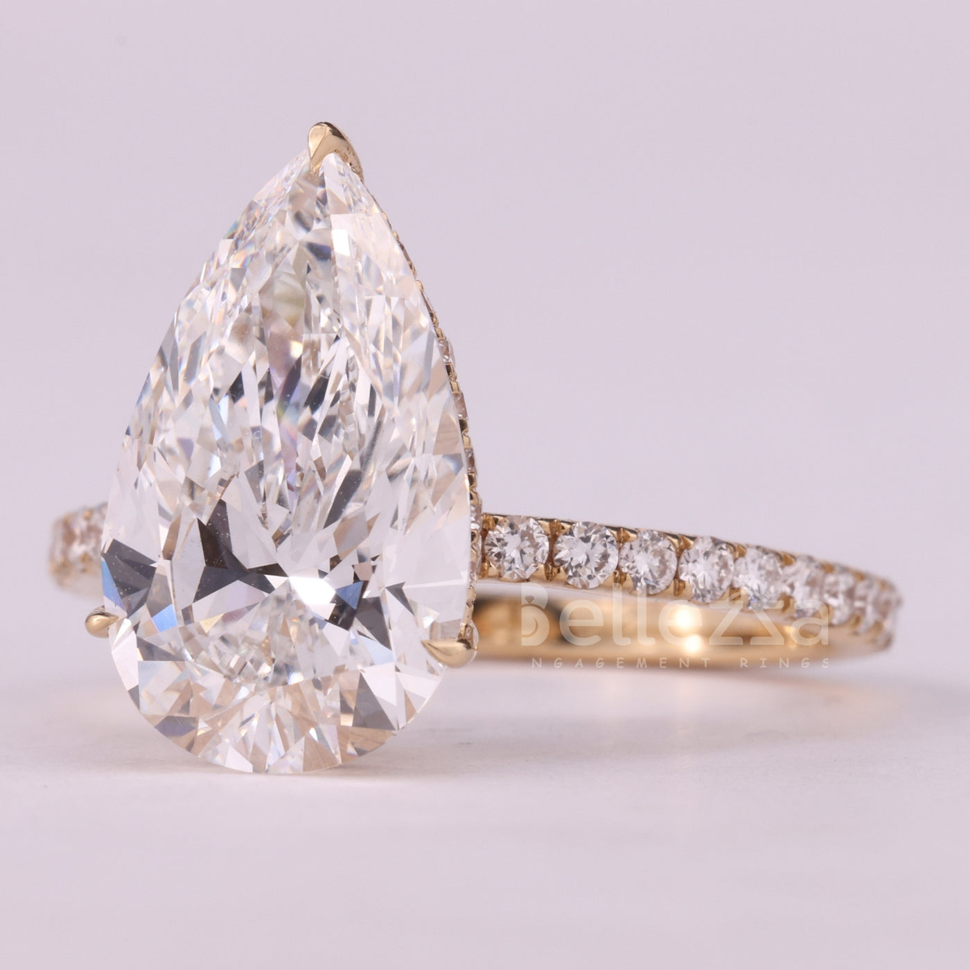 5.50CT Pear Cut Diamond Moissanite Hidden Halo Engagement Ring