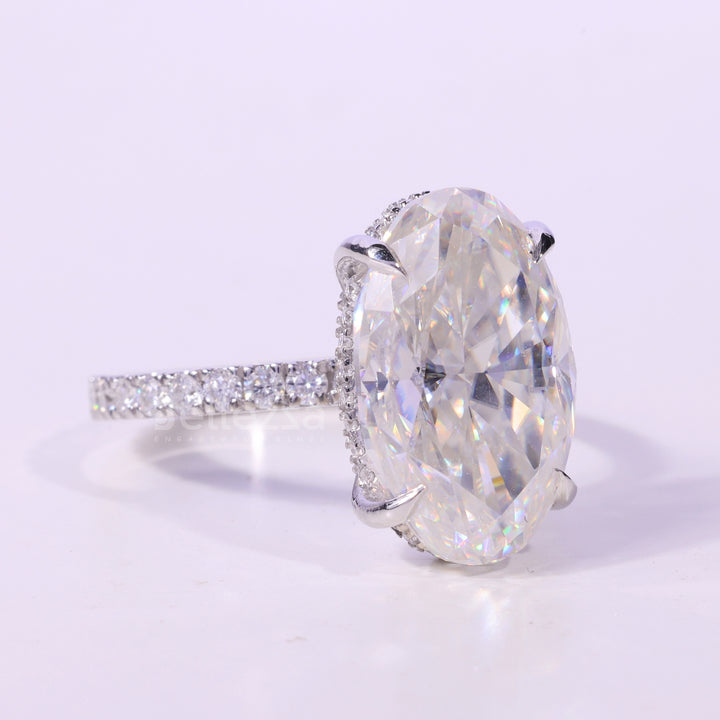 5.50CT Oval Cut Hidden Halo Pave Setting Moissanite Engagement Ring