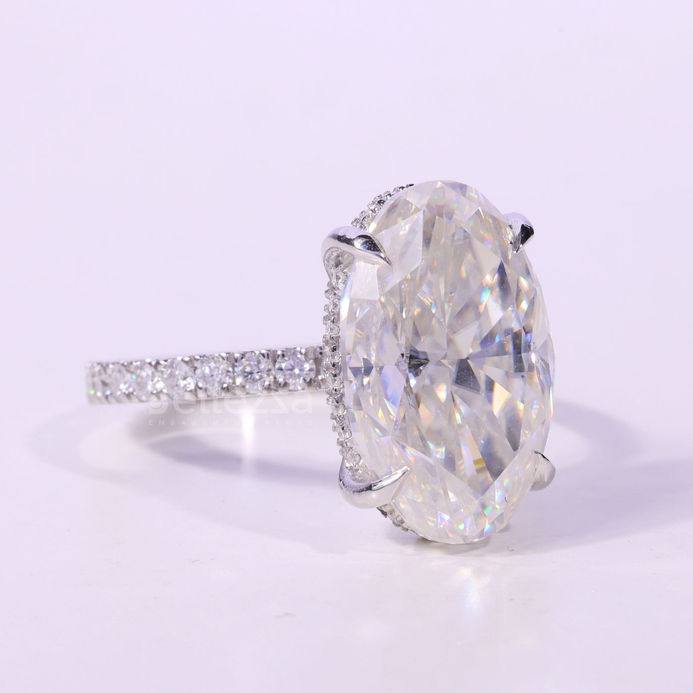 5.50CT Oval Cut Hidden Halo Pave Setting Moissanite Engagement Ring