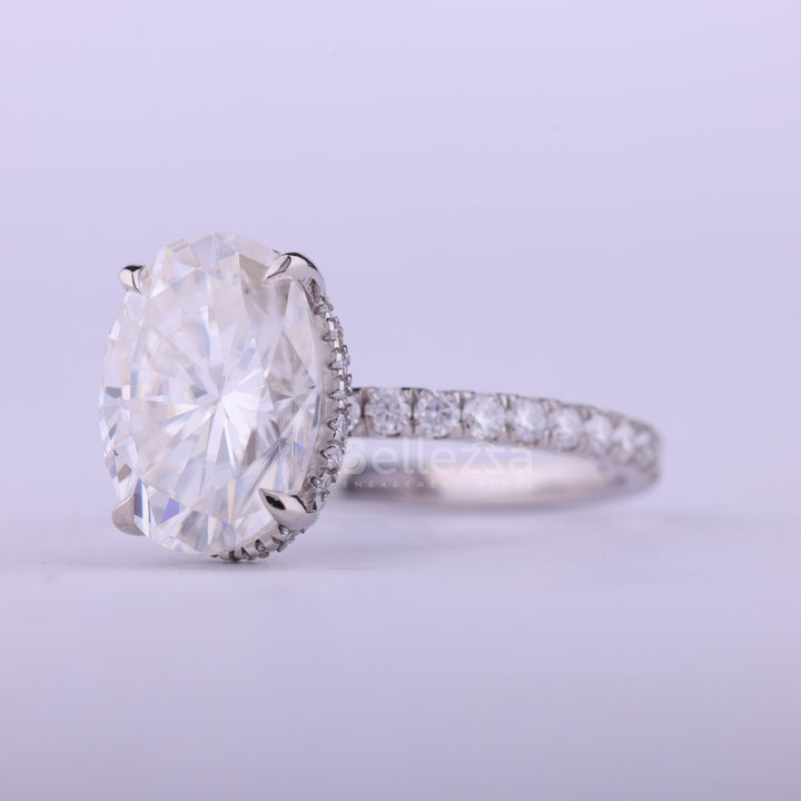 1.50CT Oval Cut Pave Setting Moissanite Engagement Ring