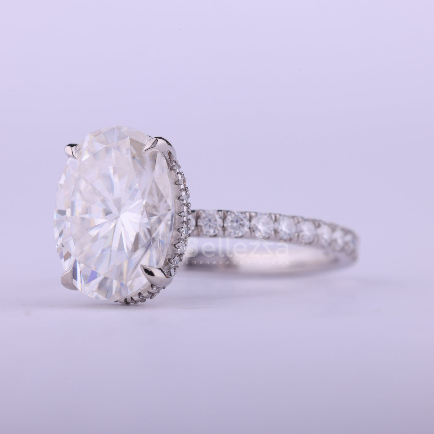 1.50CT Oval Cut Pave Setting Moissanite Engagement Ring