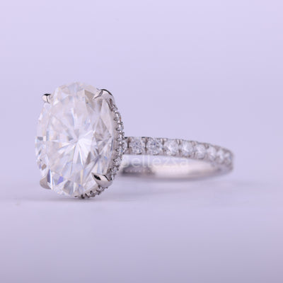 1.50CT Oval Cut Pave Setting Moissanite Engagement Ring