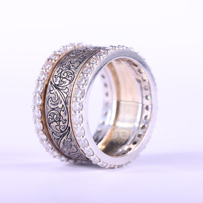 Round Cut Diamond Art Deco Vintage Inspired Unique Wedding Ring