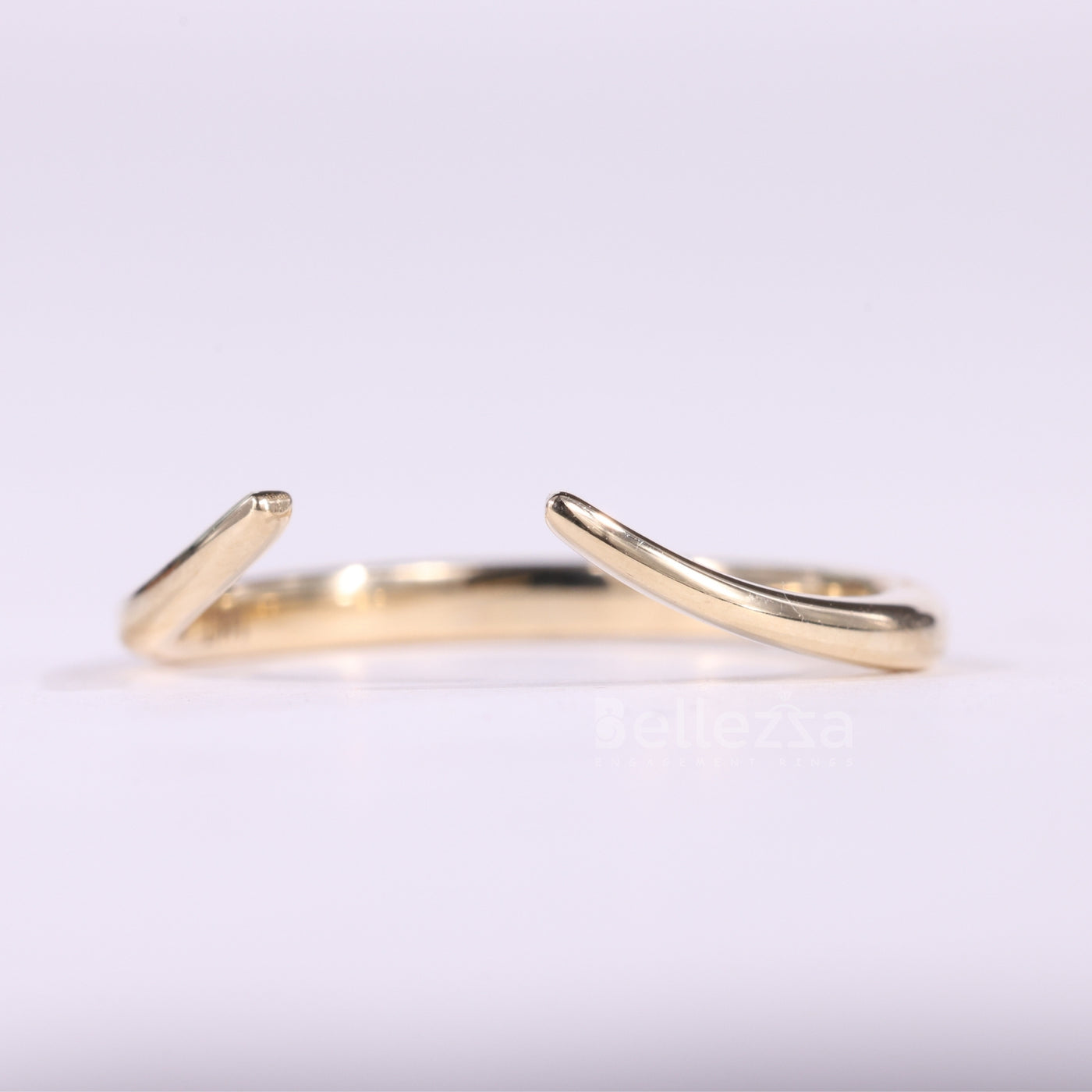 14K Solid Yellow Gold Open Cuff Style Unique Wedding Band