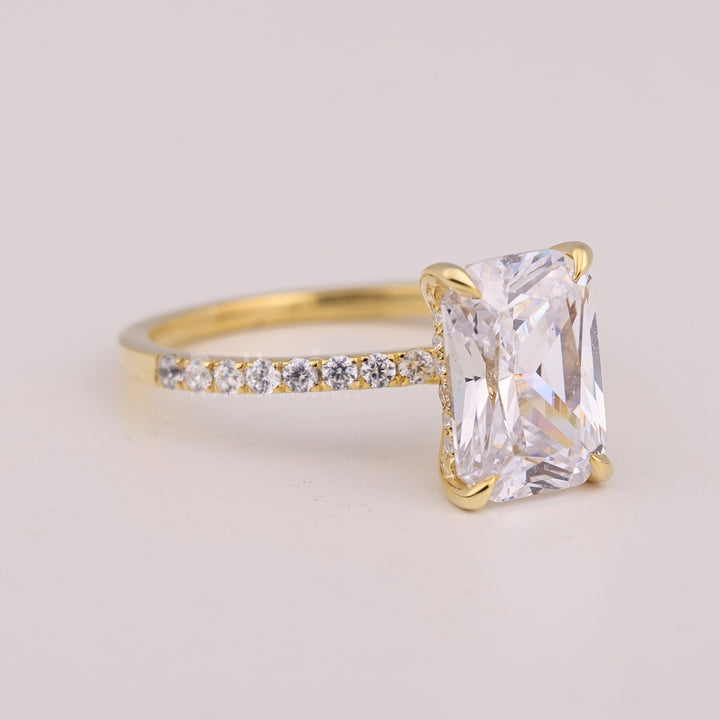 2.0CT Radiant Cut Pave Setting Moissanite Engagement Ring