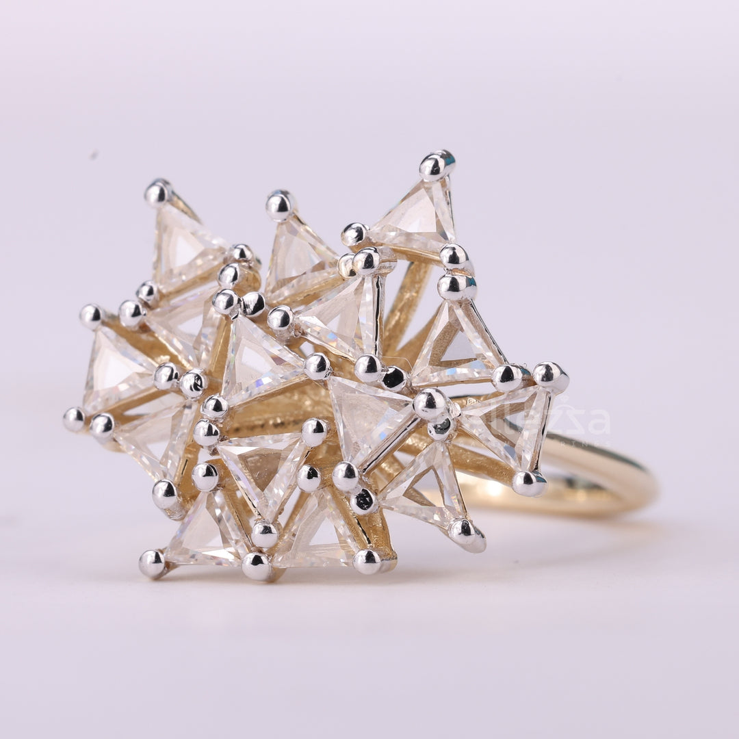 Triangle Cut Diamond Cluster Diamond Moissanite Engagement Ring