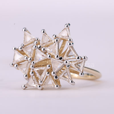 Triangle Cut Diamond Cluster Diamond Moissanite Engagement Ring