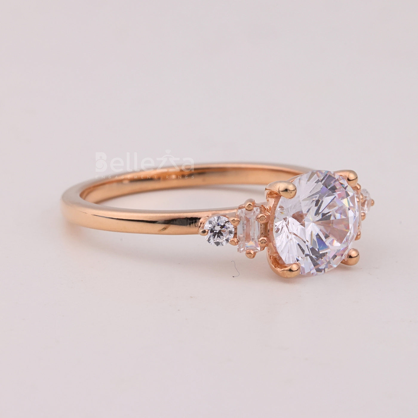 1.0CT Round Cut Cluster Diamond Moissanite Engagement Ring