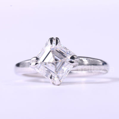 1.0CT Asscher Cut Solitaire Moissanite Engagement Ring