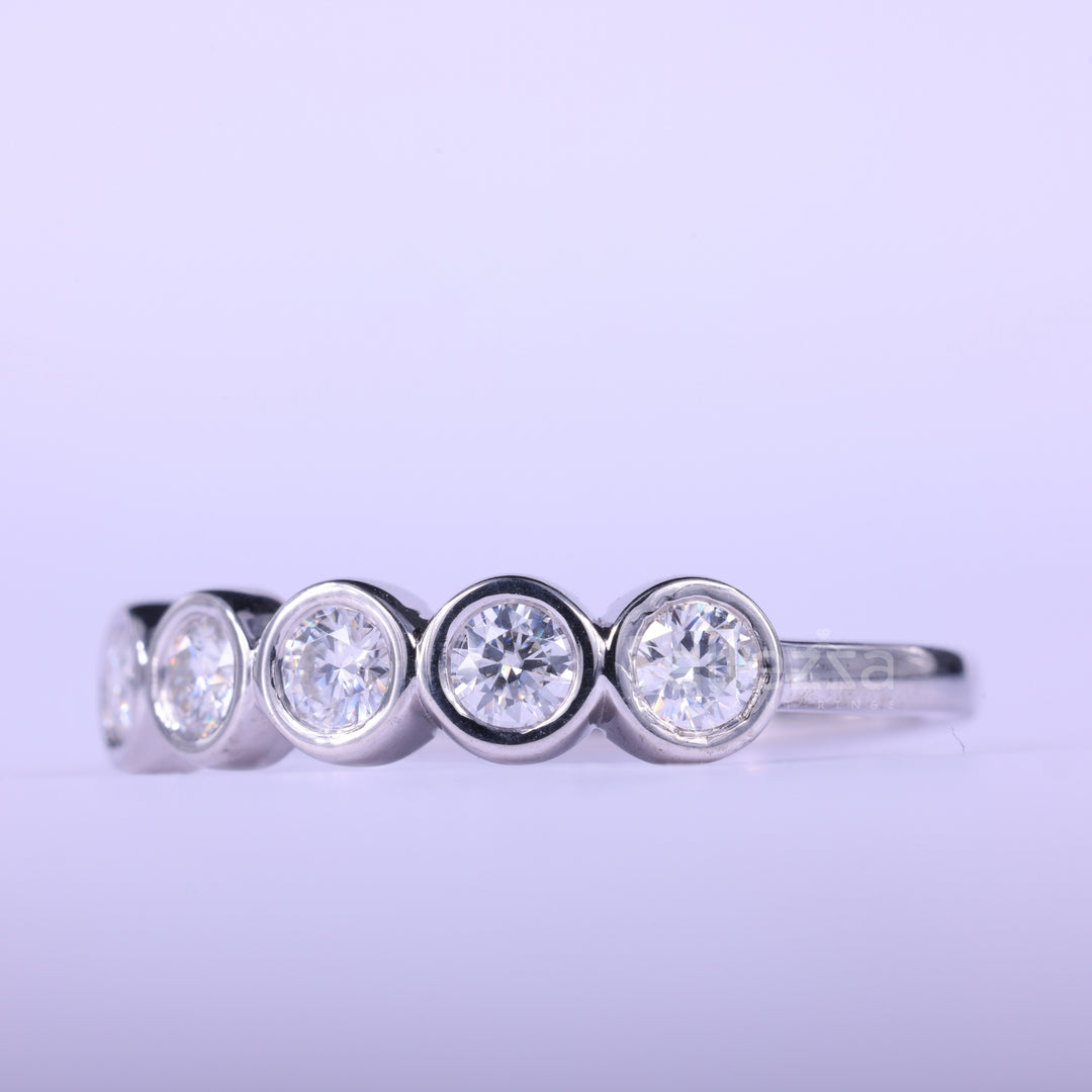 1.20CTW Round Cut Bezel Set Half Eternity Wedding Band