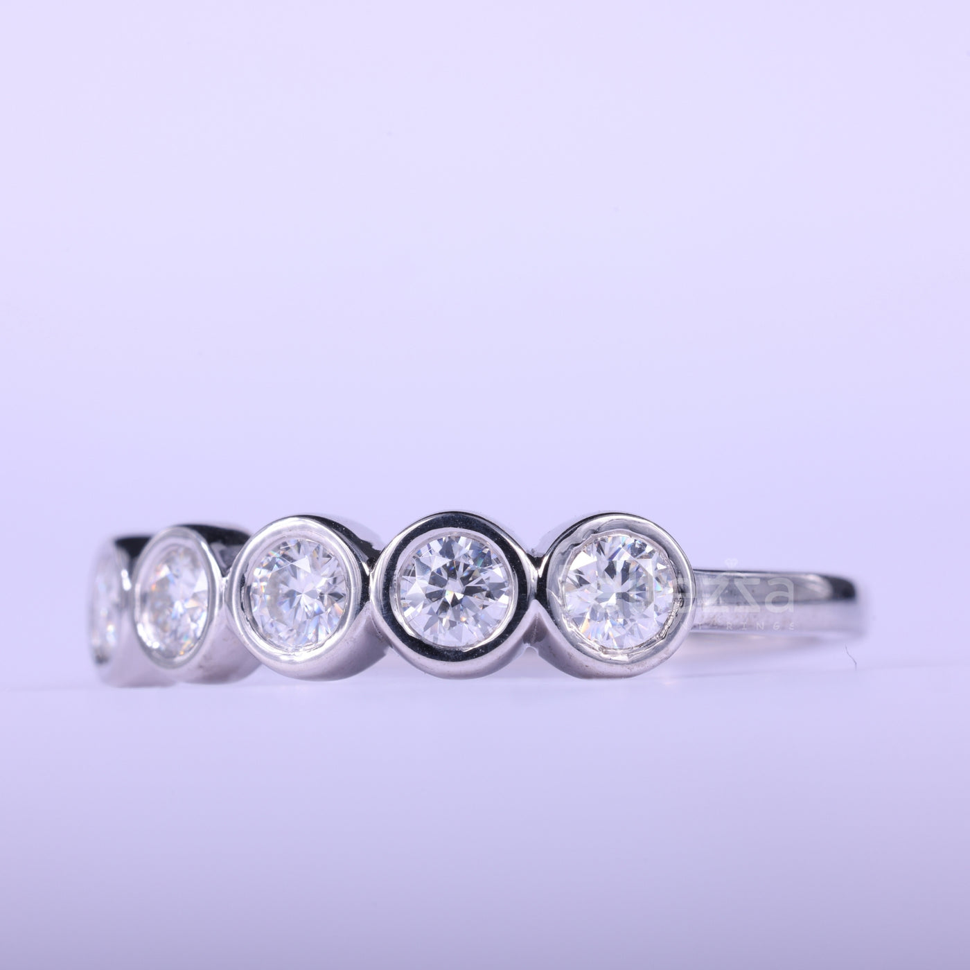 1.20CTW Round Cut Bezel Set Half Eternity Wedding Band