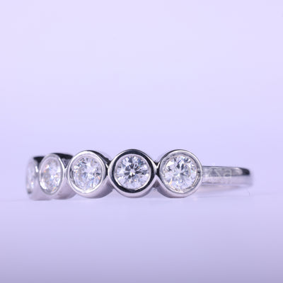 1.20CTW Round Cut Bezel Set Half Eternity Wedding Band