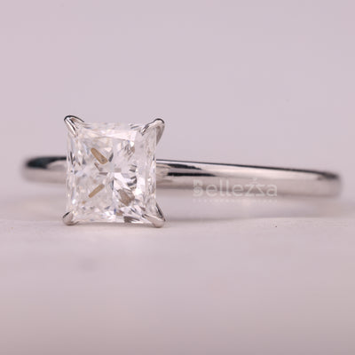 1.0CT Princess Cut Solitaire Moissanite Engagement Ring