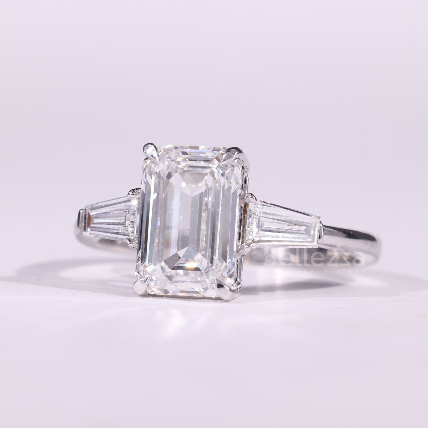 1.50CT Emerald Cut Diamond Three Stone Moissanite Engagement Ring