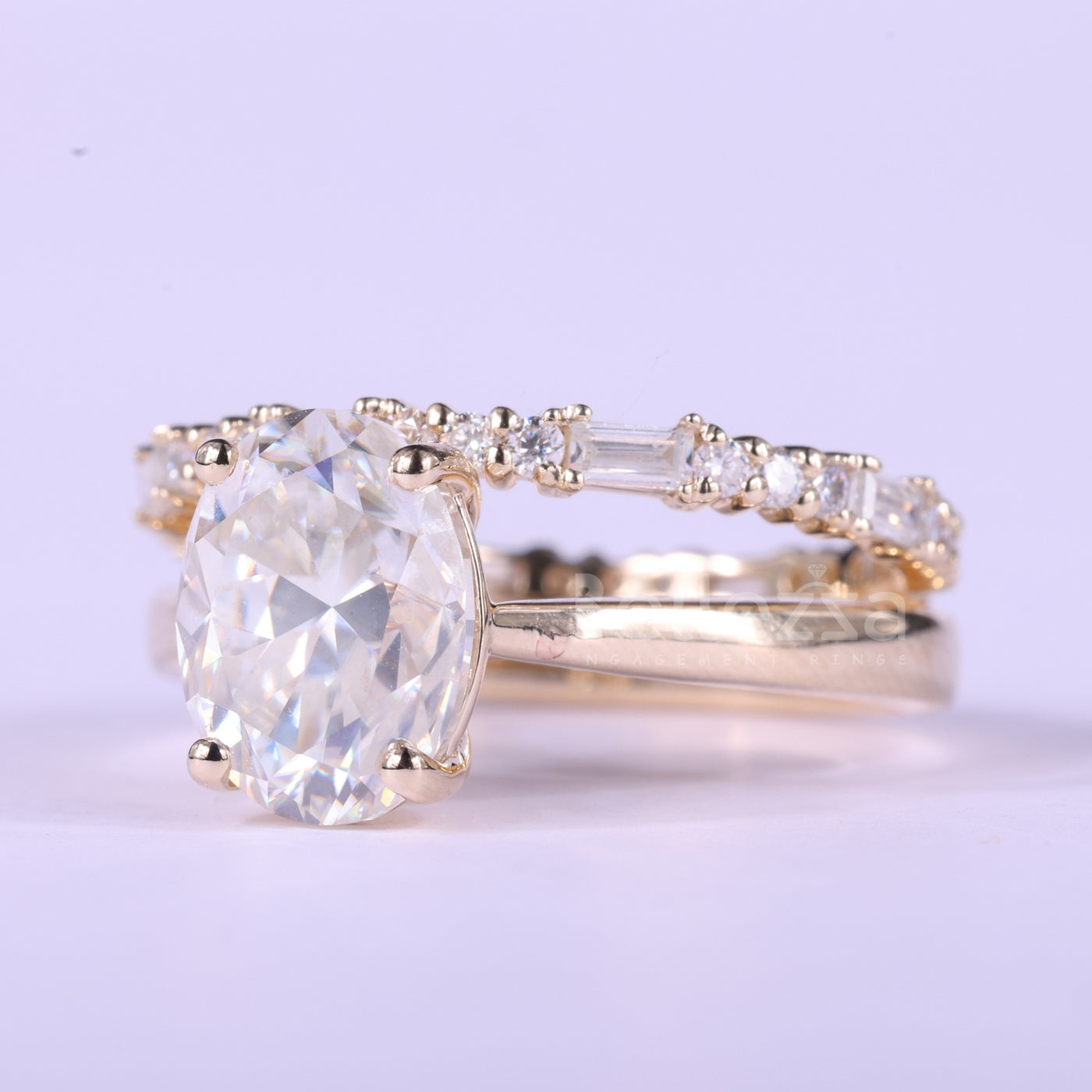 1.50CT Oval Cut Diamond Moissanite Pave Setting Bridal Ring Set