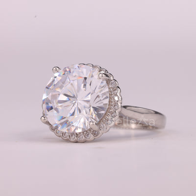 2.0CT Round Cut Halo Setting Moissanite Engagement Ring