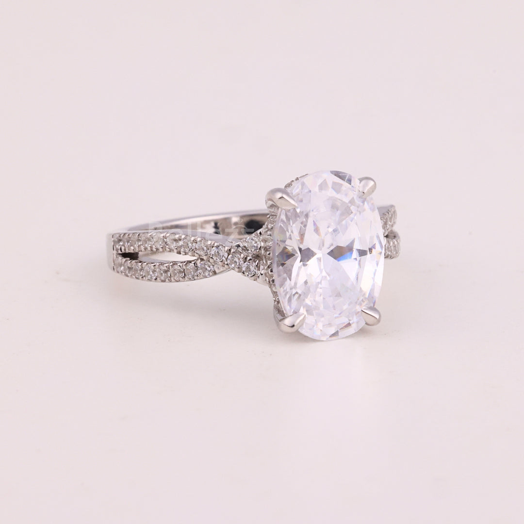 1.50CT Oval Cut Diamond Twisted Pave Setting Engagement Ring