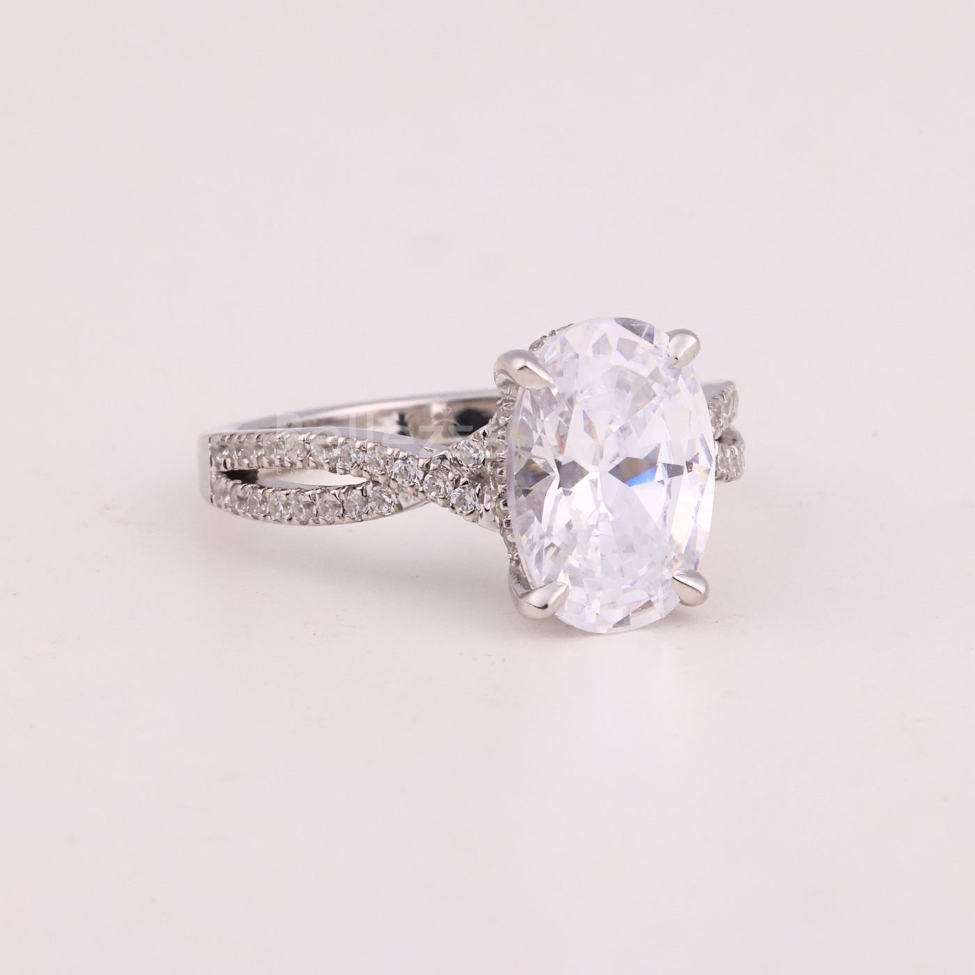 1.50CT Oval Cut Diamond Twisted Pave Setting Engagement Ring