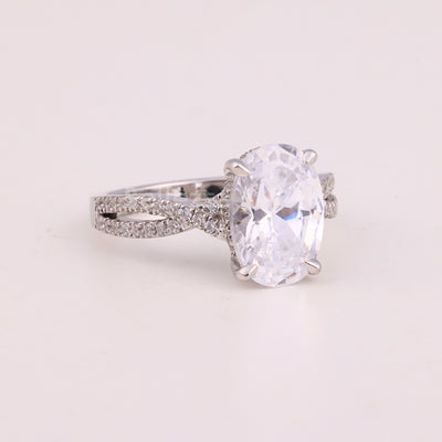 1.50CT Oval Cut Diamond Twisted Pave Setting Engagement Ring