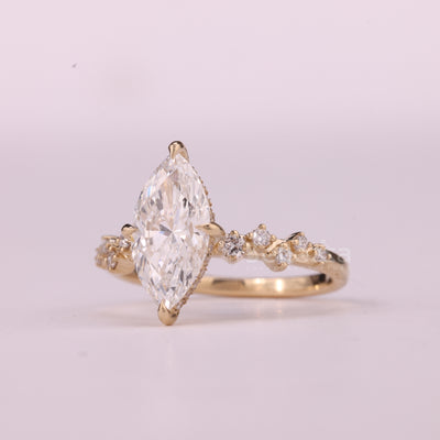 2.0CT Marquise Cut Cluster Diamond Moissanite Engagement Ring