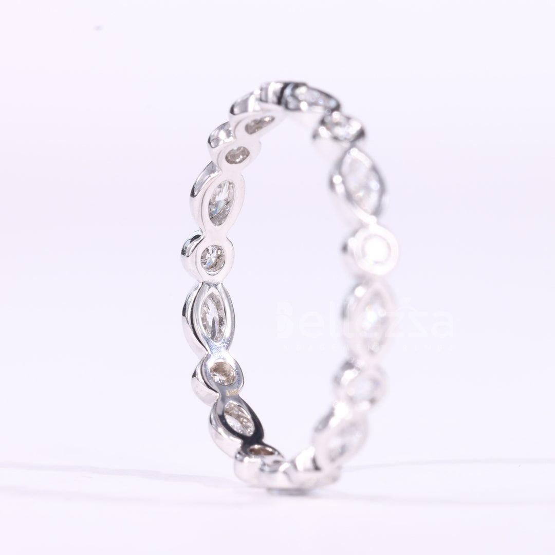Marquise & Round Cut Alternative Bezel Setting Eternity Wedding Band