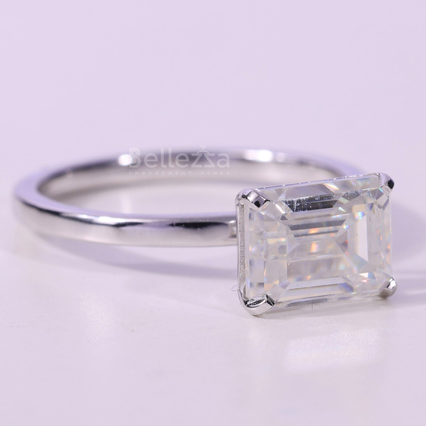 1.50CT East-West Emerald Cut Diamond Solitaire Engagement Ring