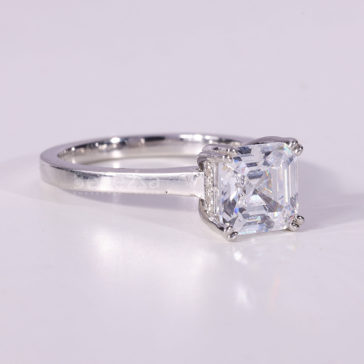 1.0CT Asscher Cut Solitaire Diamond Moissanite Engagement Ring