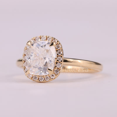 1.0CT Elongated Cushion Cut Halo Setting Engagement Ring