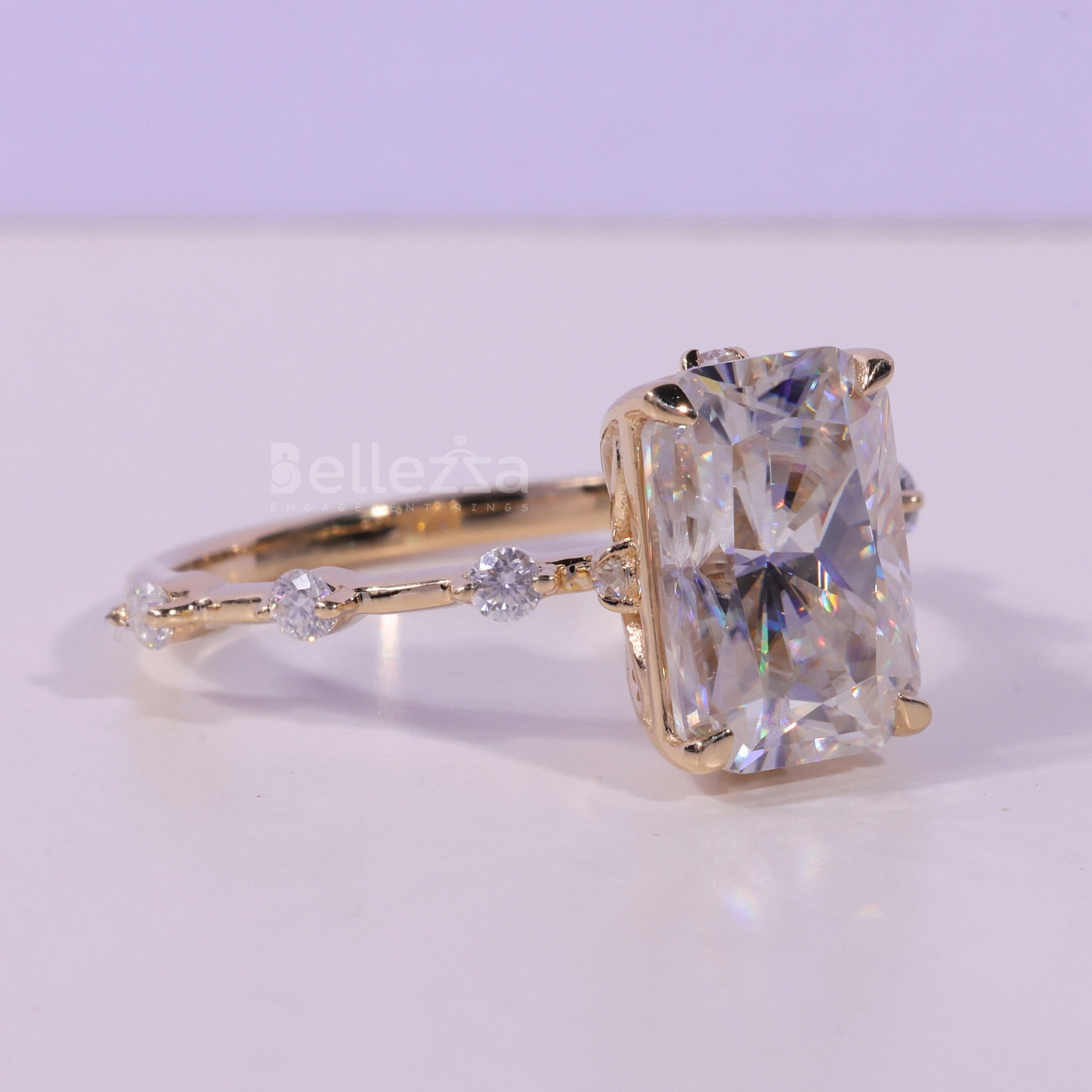 2.0CT Radiant Cut Petite Pave Setting Moissanite Engagement Ring