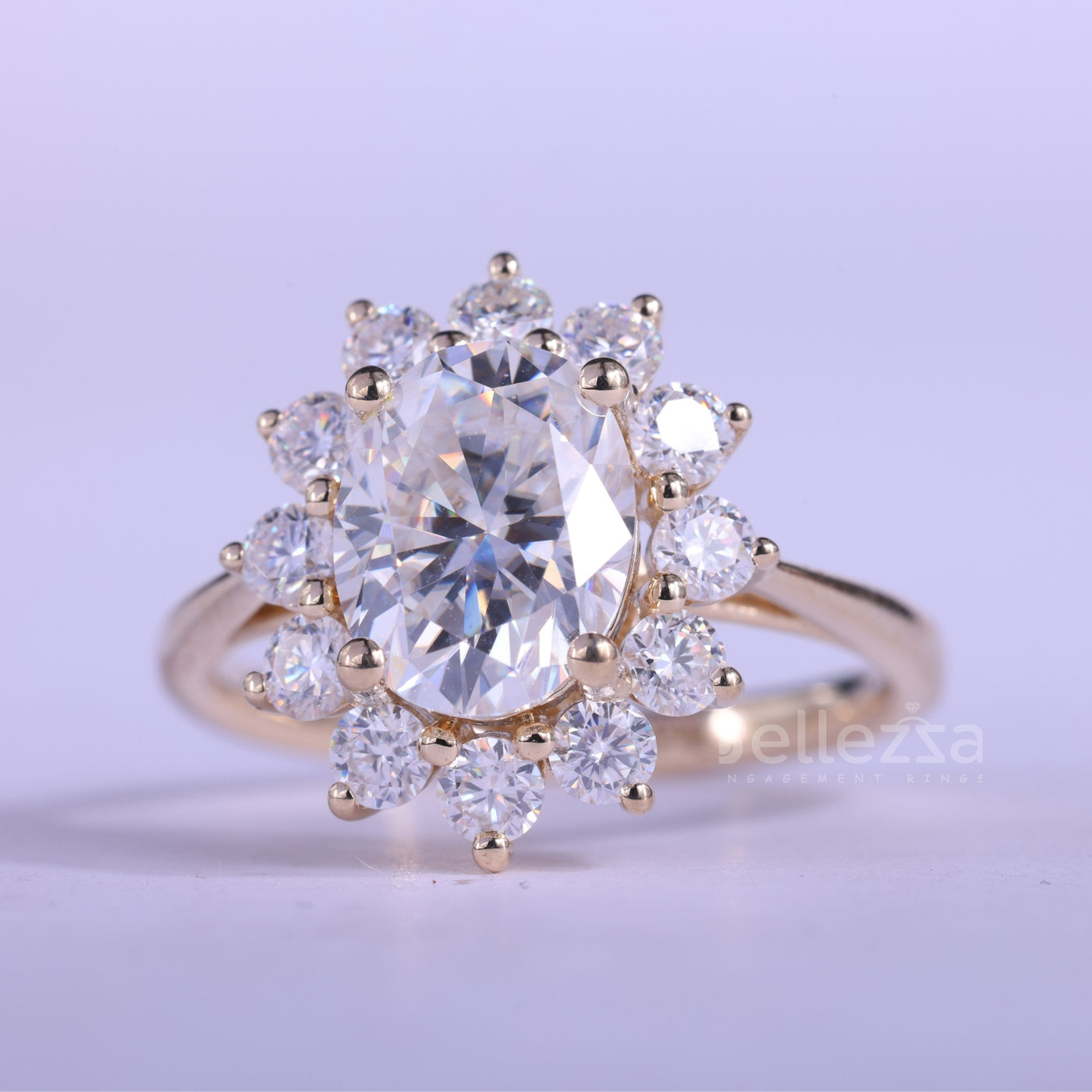 1.50CT Oval Cut Halo Diamond Moissanite Engagement Ring