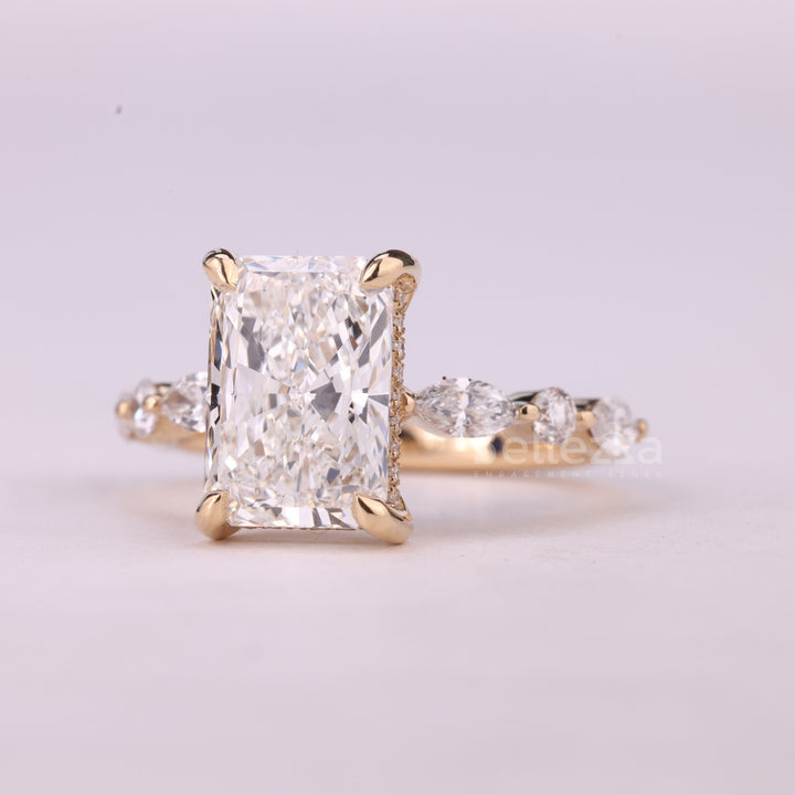 1.50CT Radiant Cut Pave Setting Moissanite Engagement Ring