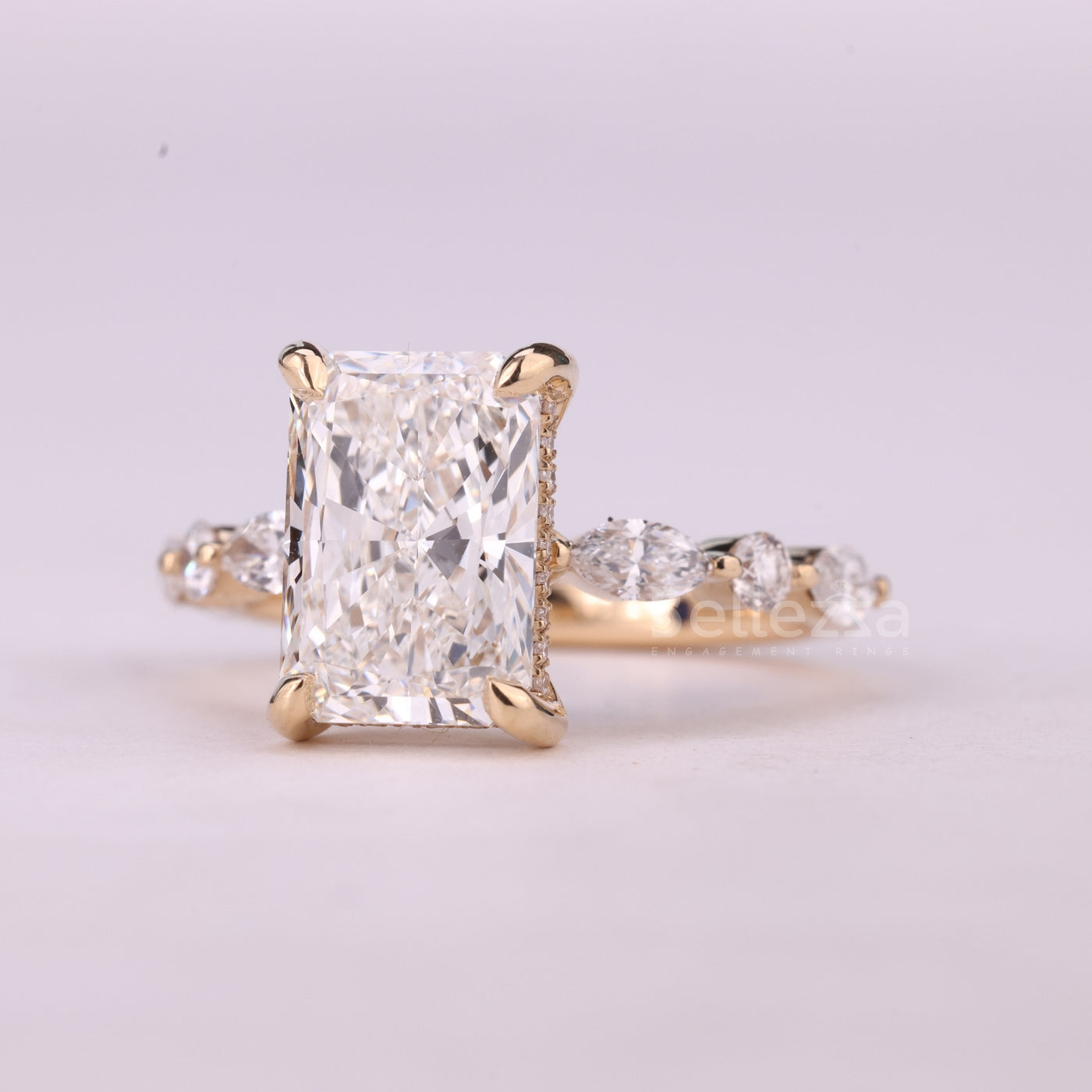 1.50CT Radiant Cut Pave Setting Moissanite Engagement Ring