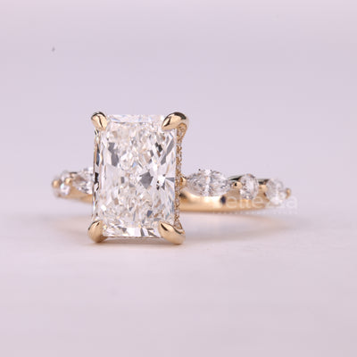 1.50CT Radiant Cut Pave Setting Moissanite Engagement Ring