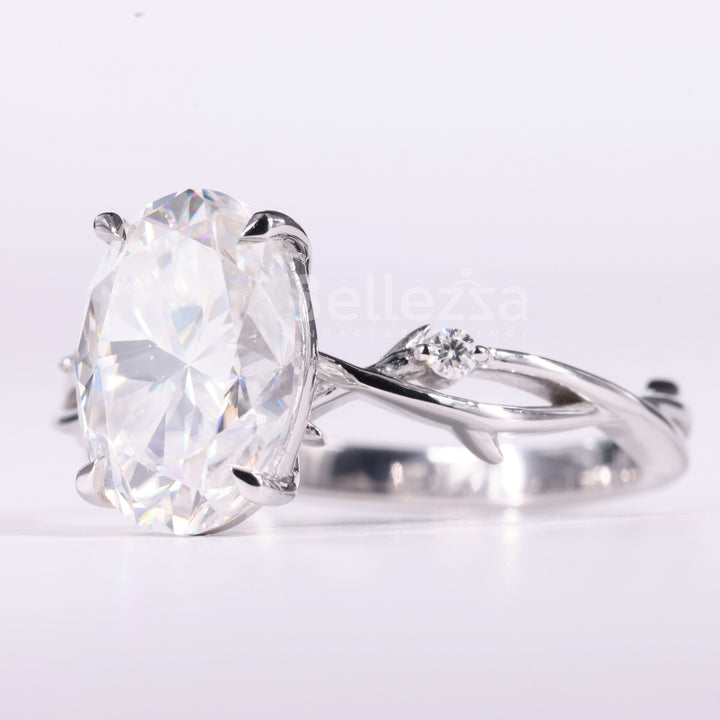 2.0CT Oval Cut Diamond Nature Inspired Moissanite Engagement Ring