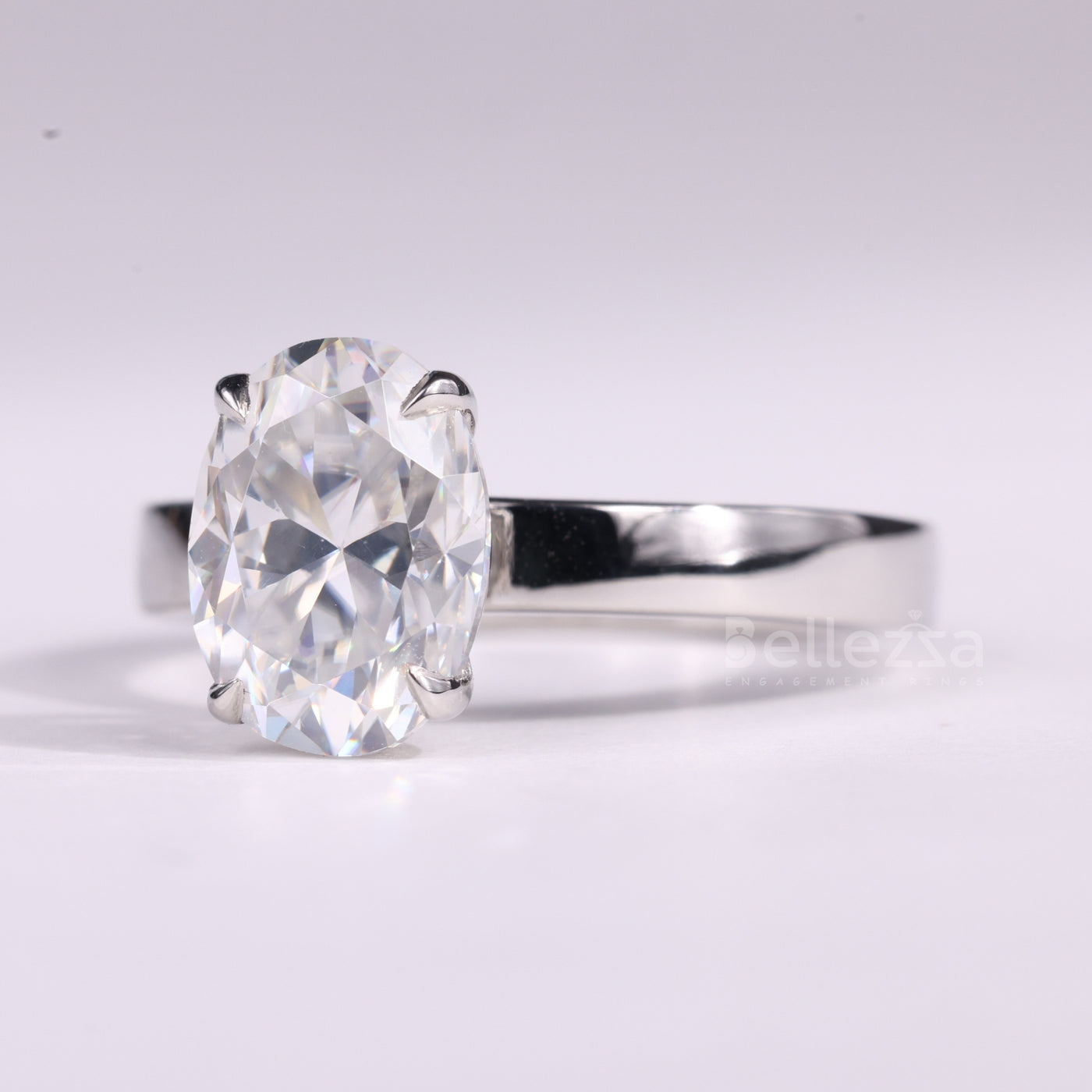 1.50CT Oval Cut Diamond Wide Solitaire Moissanite Engagement Ring