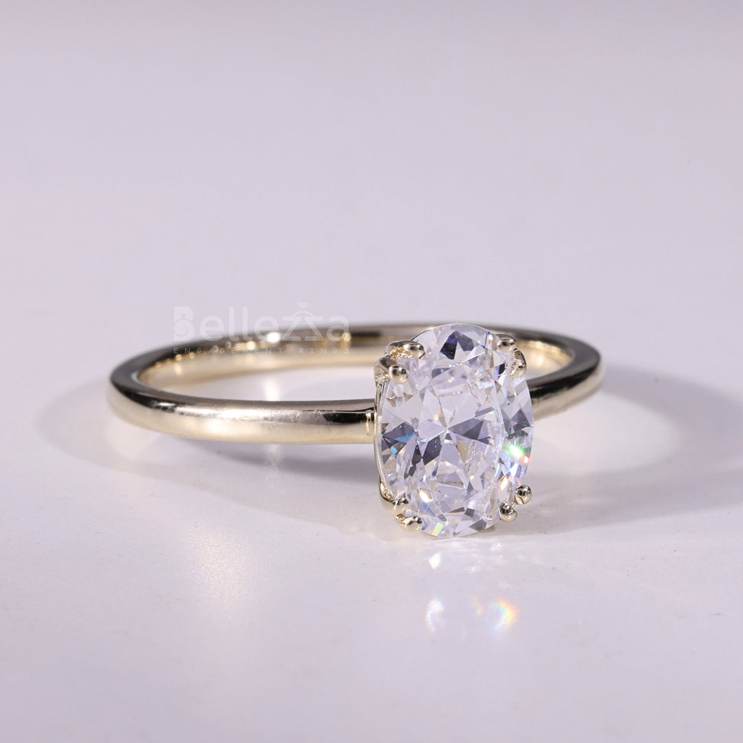 1.0CT Oval Cut Solitaire Moissanite Diamond Engagement Ring
