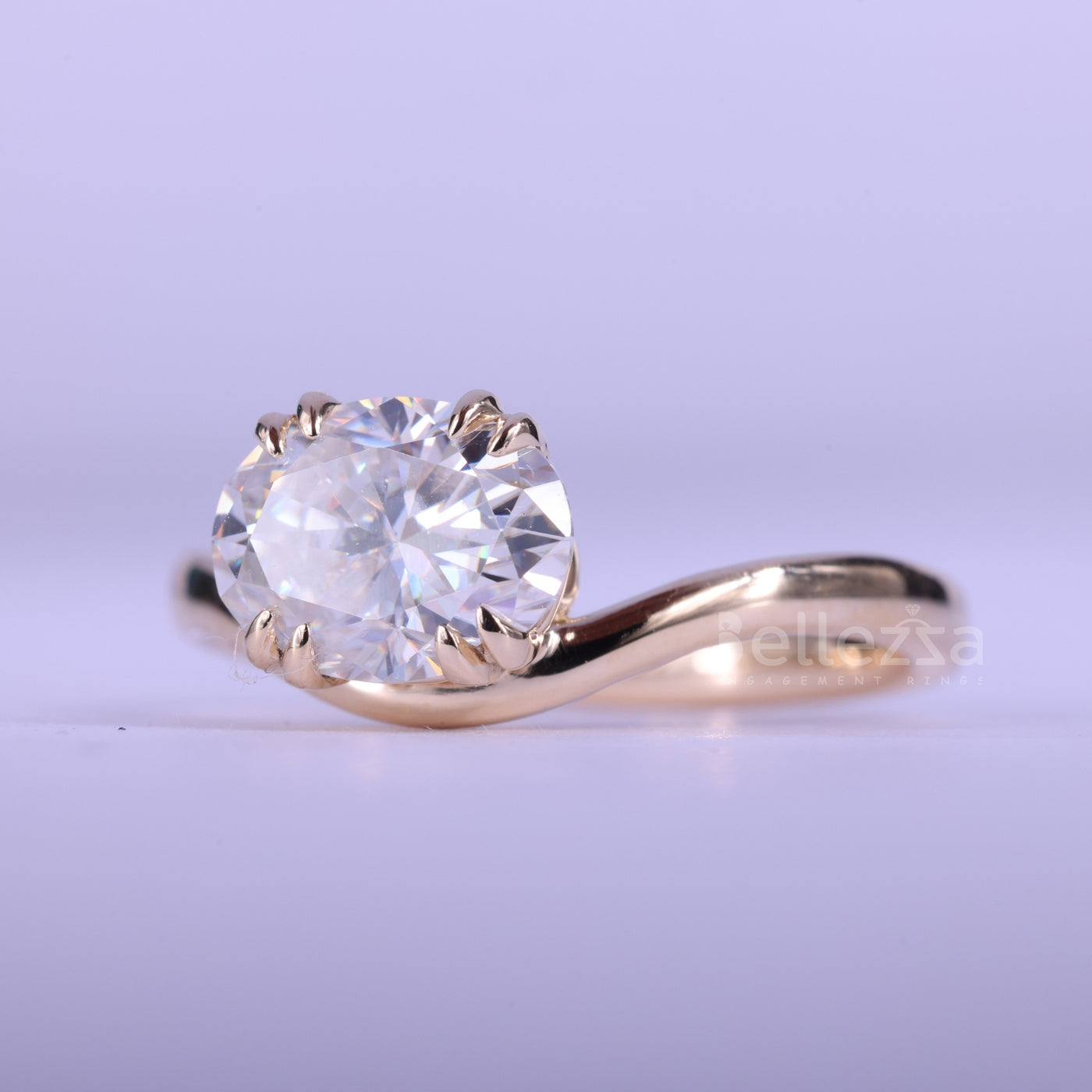 1.50CT East-West Oval Cut Curved Moissanite Engagement Ring