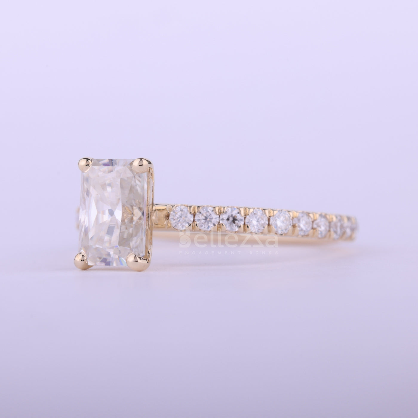 1.0CT Radiant Cut Pave Setting Moissanite Engagement Ring