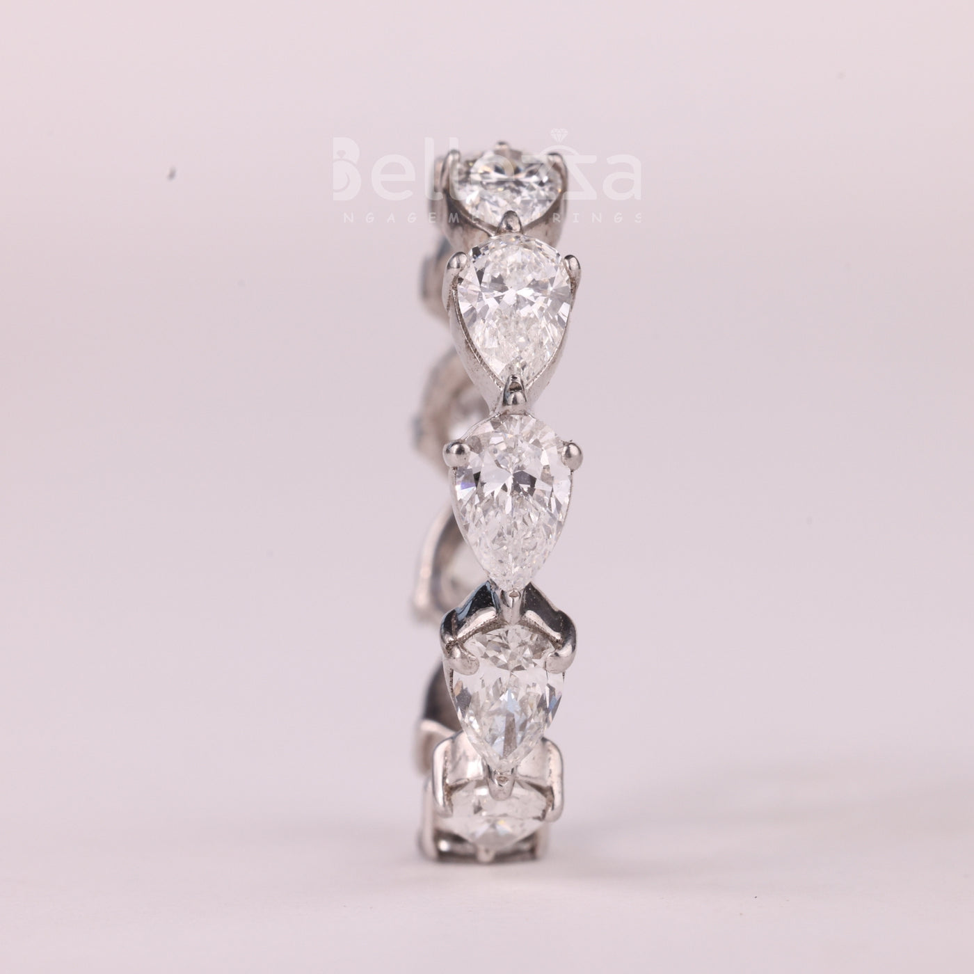 East-West Pear Cut Diamond Full Eternity Moissanite Wedding Band