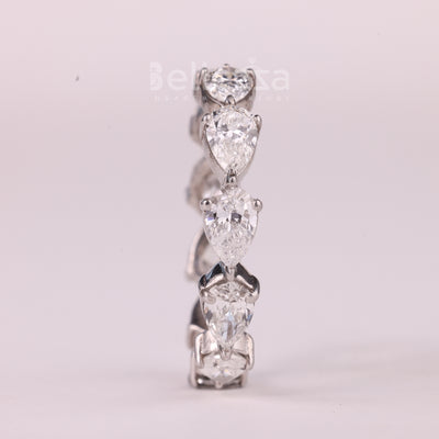 East-West Pear Cut Diamond Full Eternity Moissanite Wedding Band