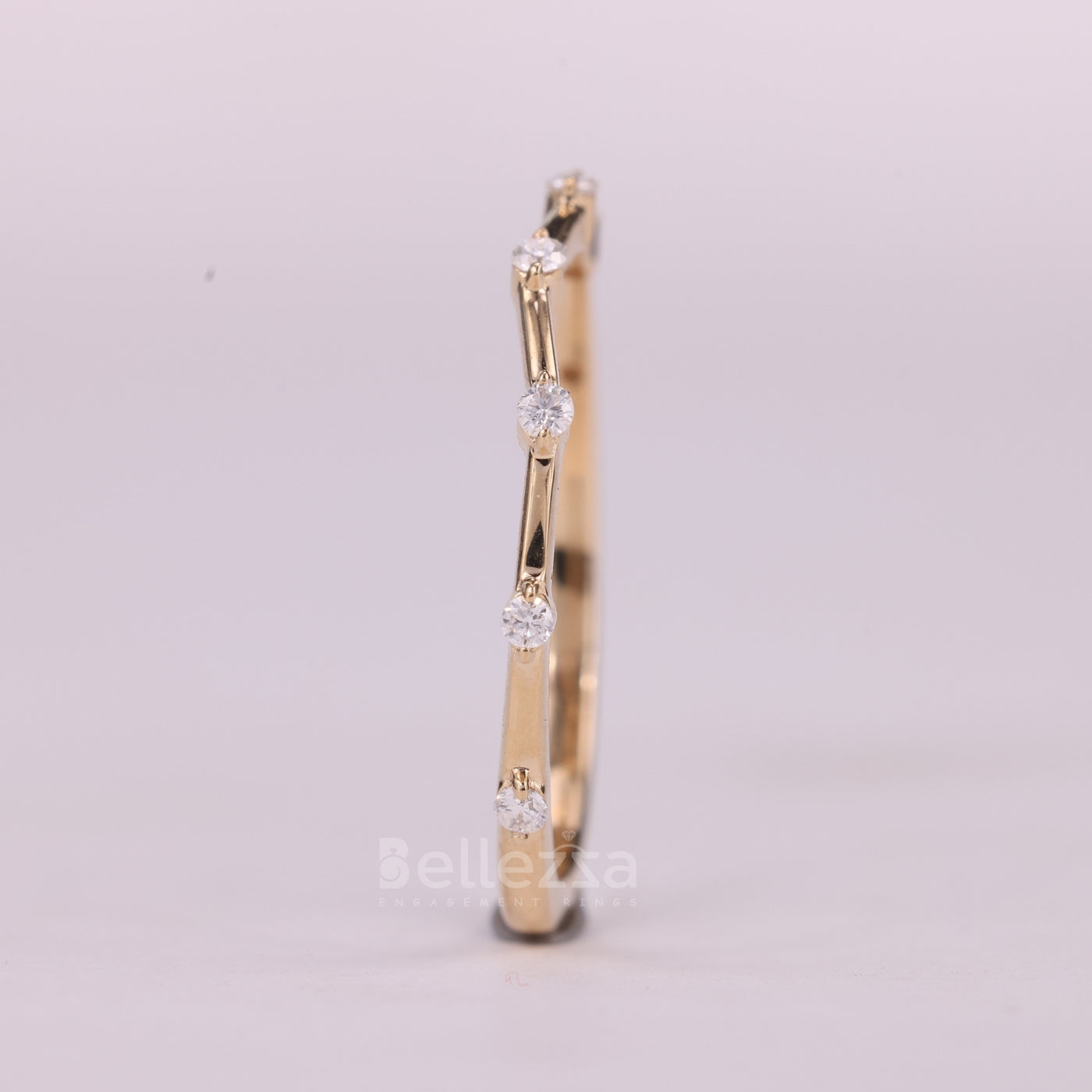 Round Cut Diamond Moissanite Petite Pave Setting Wedding Band