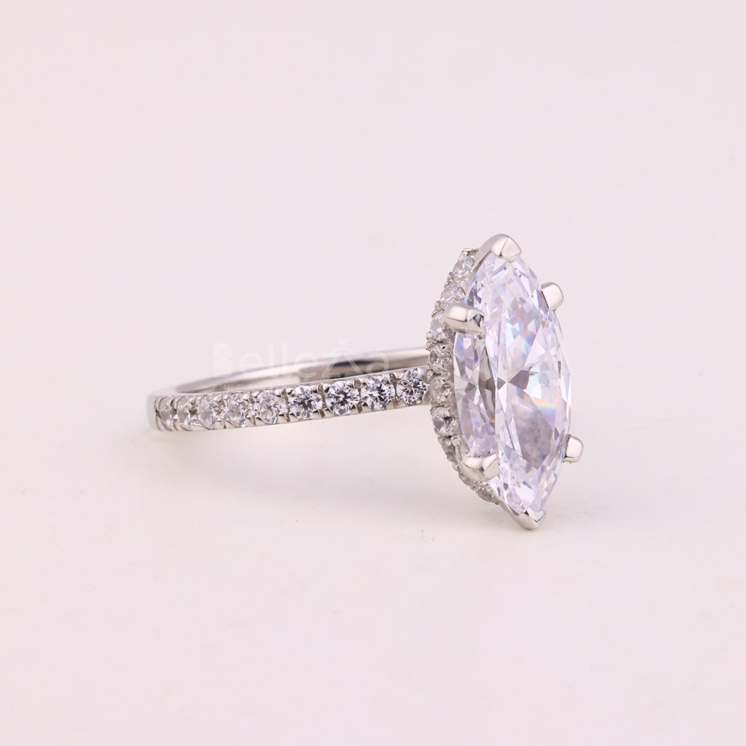 2.0CT Marquise Cut Pave Setting Moissanite Engagement Ring