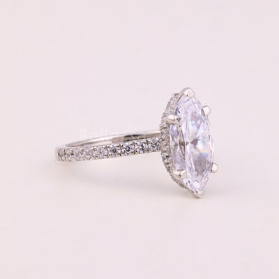 2.0CT Marquise Cut Pave Setting Moissanite Engagement Ring