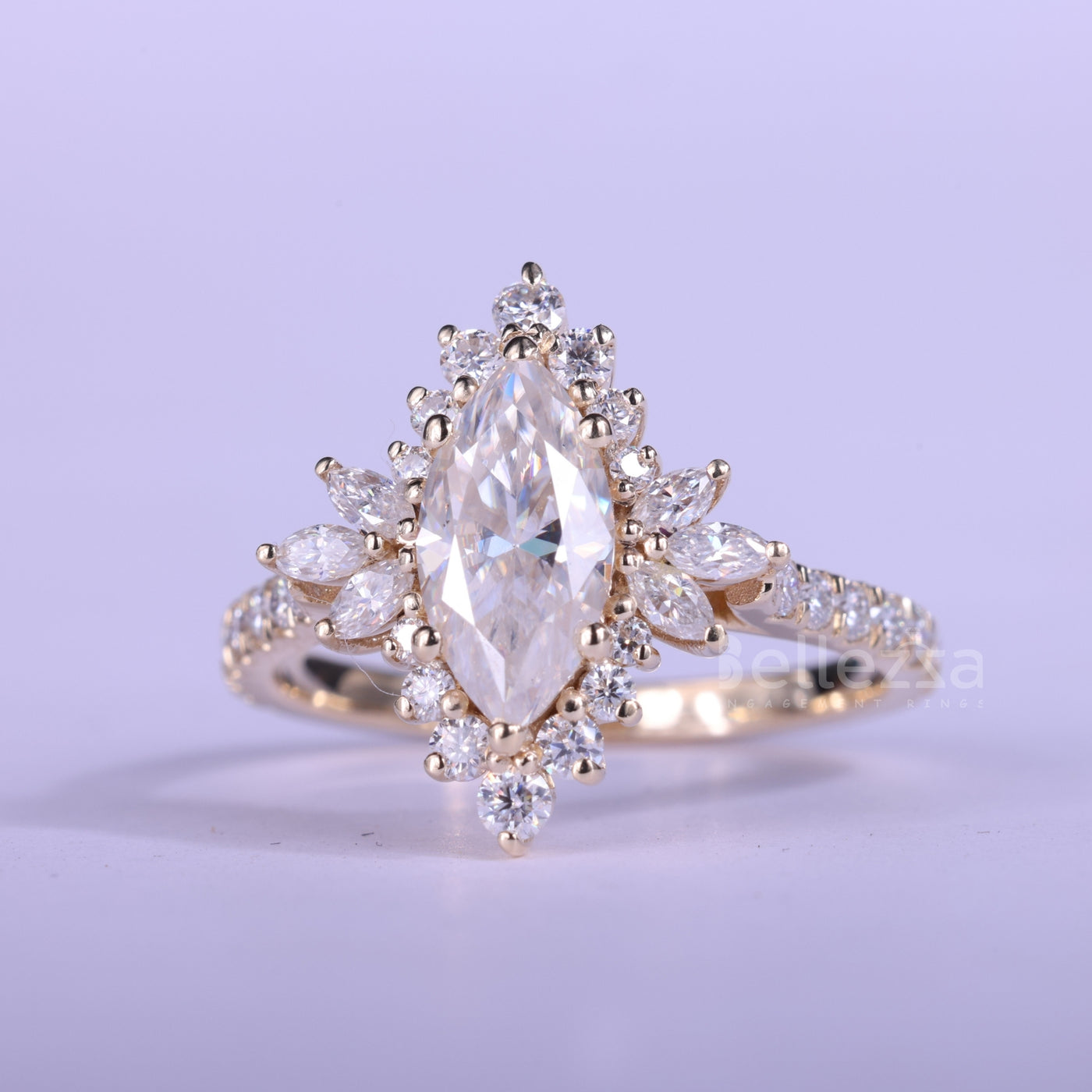 1.0CT Marquise Cut Cluster Diamond Engagement Ring