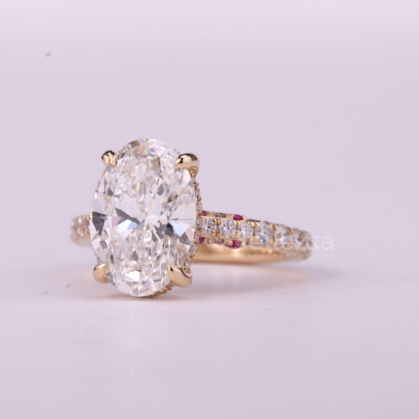 2.50CT Oval Cut Three Side Pave Setting Unique Moissanite Engagement Ring