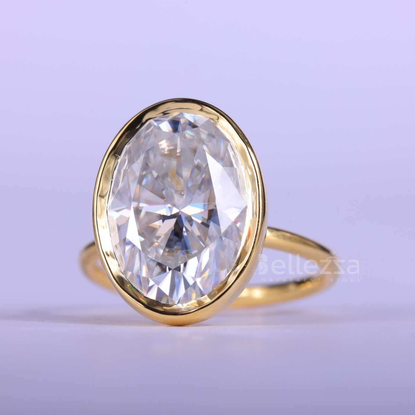 4.50CT Oval Cut Bezel Setting Moissanite Engagement Ring