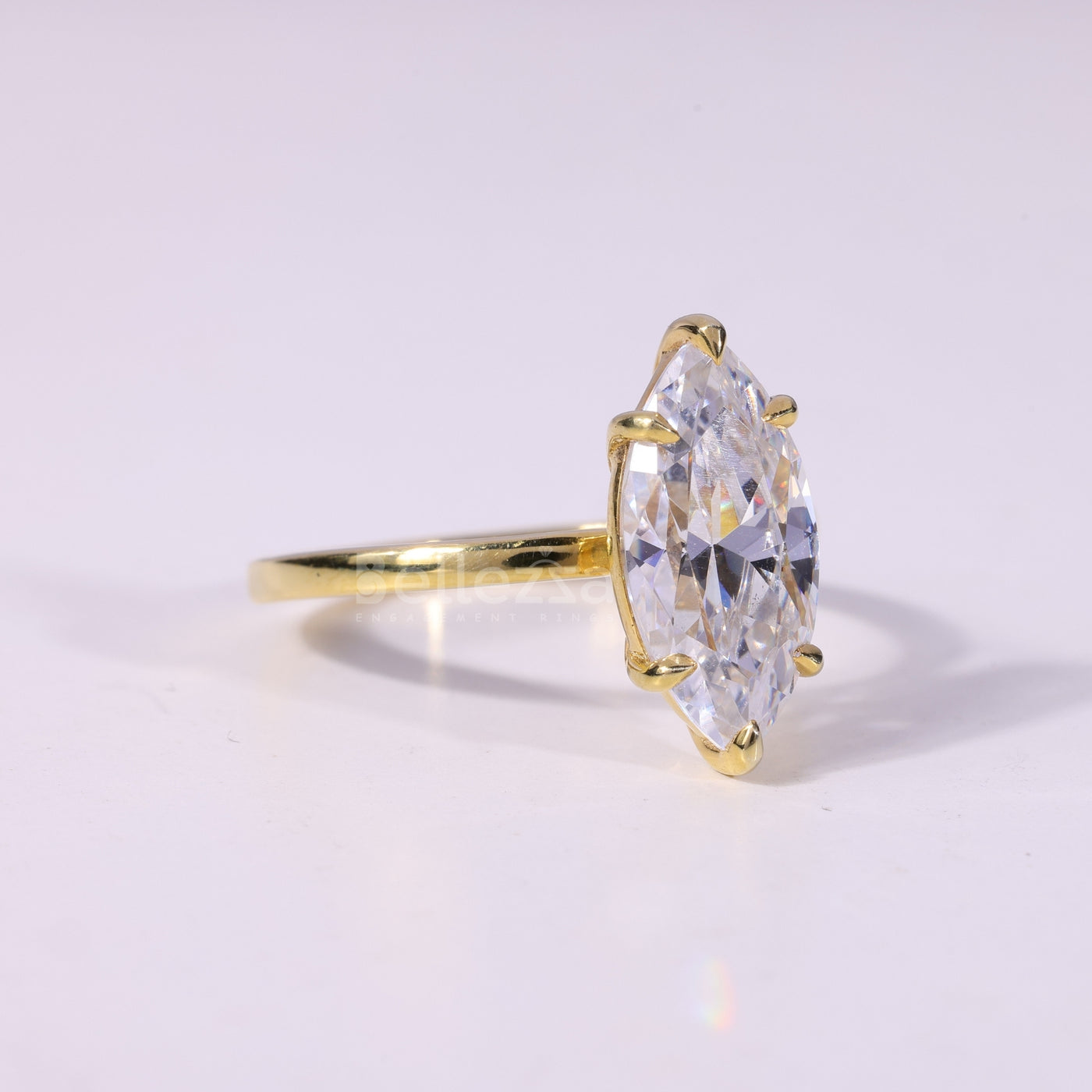 2.0CT Marquise Cut Solitaire Moissanite Engagement Ring