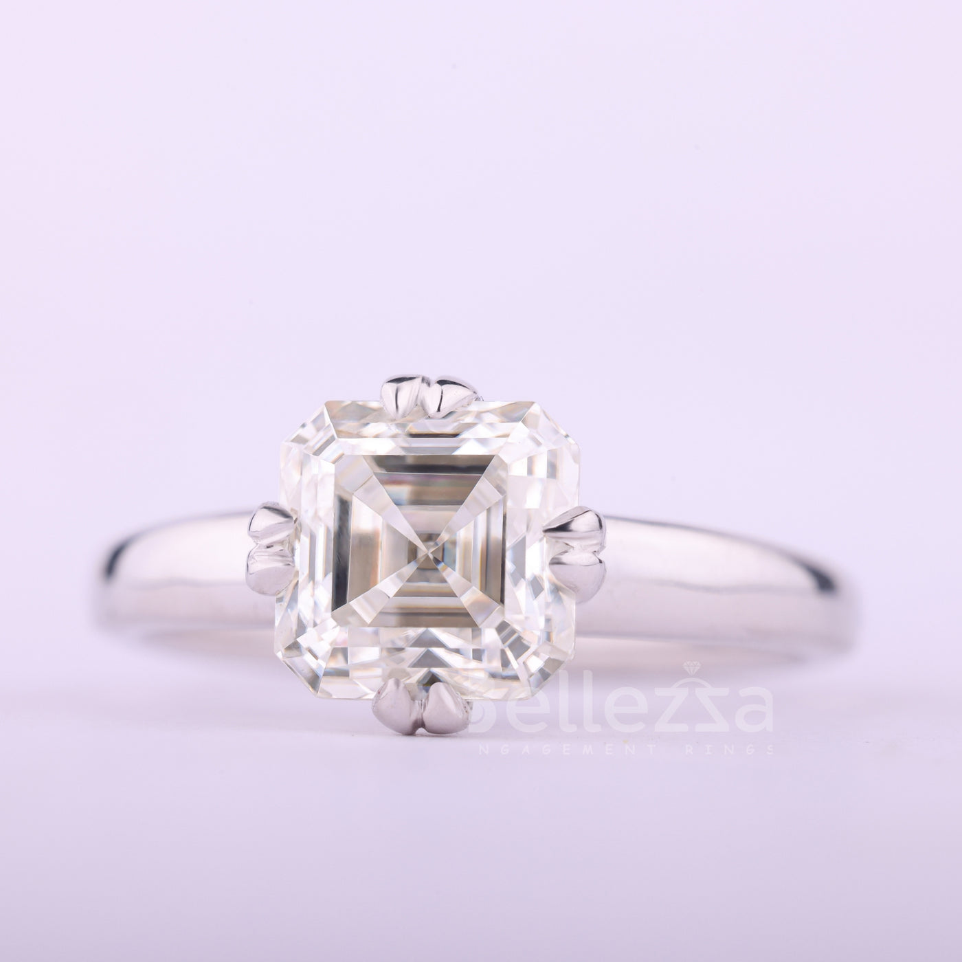 1.0CT Asscher Cut Diamond Moissanite Solitaire Engagement Ring