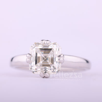 1.0CT Asscher Cut Diamond Moissanite Solitaire Engagement Ring